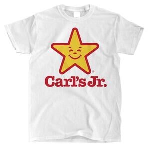 Carls Jr Logo T Shirt Retro Fast Food Brand Graphic Fan Gift White Tee73